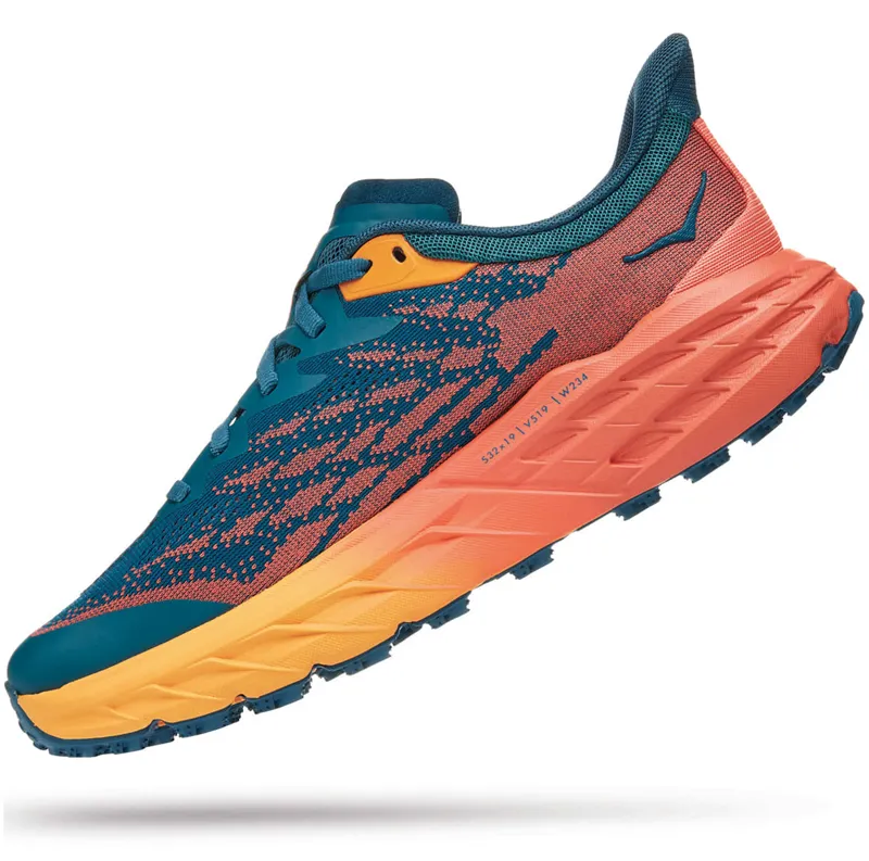 Hoka One One Women's Speedgoat 5 Running Shoes Blue Coral/Camellia-5